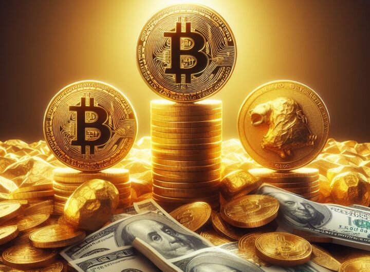 Bitcoin sobresaliendo sobre el oro